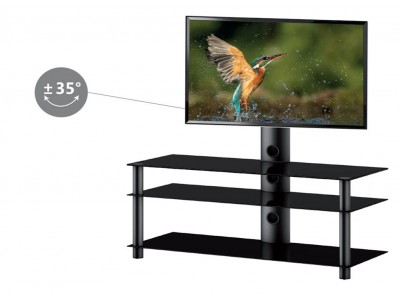 Meuble TV 3 Étagères avec Support Écran 46 Pouces – NEO-1103-B-BLK