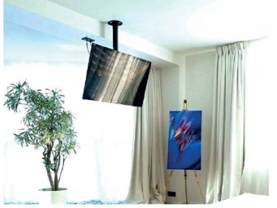 Support TV Plafond Double Écran VESA 800 jusqu’à 63" en Acier Noir – PLB-CE3D