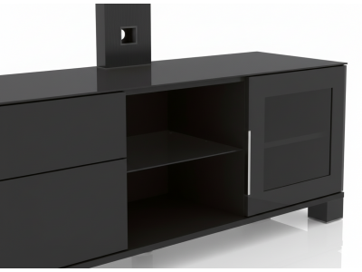 Meuble TV Design avec Support Écran et Étagères de Rangement – LB-1141-B-BLK