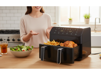 Friteuse à Air Double Bac 8 L (4L+4L) 200°C Tactile LED – PEAF-9912