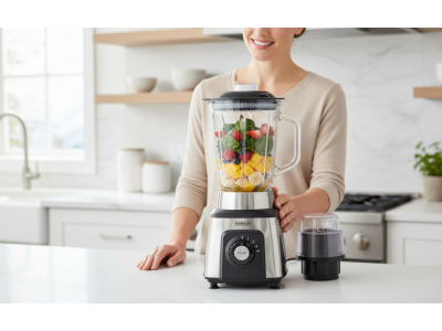 Mixeur Blender 1,5 L 800 W avec Moulin Café et Carafe en Verre – PEMB-8508