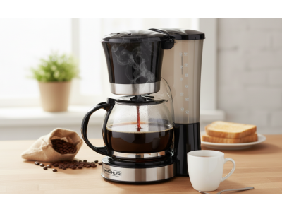 Cafetière 12 Tasses 800 W avec Carafe en Verre et Maintien au Chaud – PECM-123