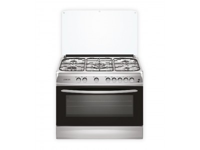 Cuisinière à Gaz 90 cm Inox 5 Feux Four Géant Double – CK9060-DGLITIN