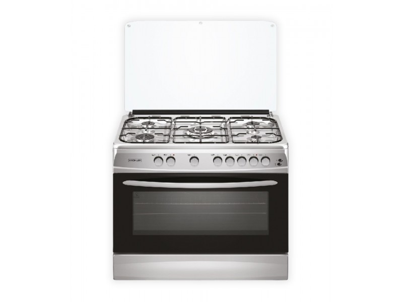 Cuisinière à Gaz 90 cm Inox 5 Feux Four Géant Double – CK9060-DGLITIN