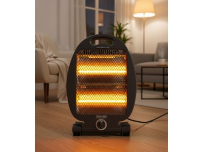 Chauffage Quartz 2 Tubes Halogènes 800W avec Sécurité et Orientation Réglable – KQZ-0807-S
