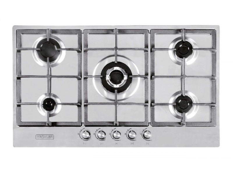 Plaque de Cuisson Gaz 90 cm 5 Feux Inox avec Sécurité FFD et Allumage Électrique – PGE-90-CIFFD-IN