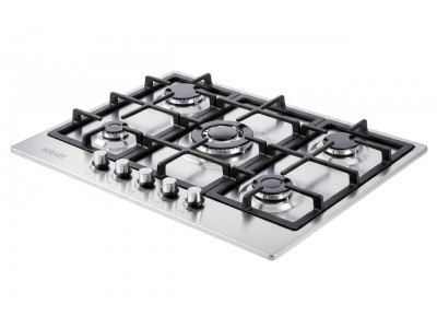 Plaque de Cuisson Gaz 70 cm 5 Feux Inox avec Sécurité FFD et Allumage Électrique – PGE-70-CIFFD-IN
