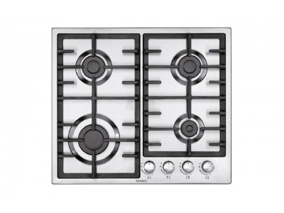 Plaque de Cuisson Gaz 60 cm 4 Feux Inox avec Sécurité FFD et Allumage Électrique – PGE-60-CIFFD-IN