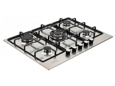 Plaque de Cuisson Gaz 90 cm 5 Feux Inox Grilles Acier Émaillé – PGE-90-480-IN