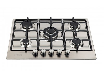 Plaque de Cuisson Gaz 90 cm 5 Feux Inox Grilles Acier Émaillé – PGE-90-480-IN