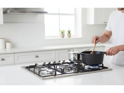 Plaque de Cuisson Gaz 70 cm 5 Feux Inox Grilles Acier Émaillé – PGE-70-138-IN