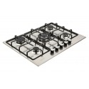 Plaque de Cuisson Gaz 70 cm 5 Feux Inox Grilles Acier Émaillé – PGE-70-138-IN