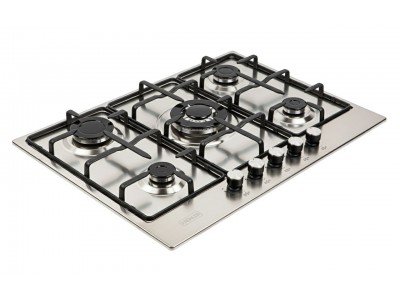 Plaque de Cuisson Gaz 70 cm 5 Feux Inox Grilles Acier Émaillé – PGE-70-138-IN