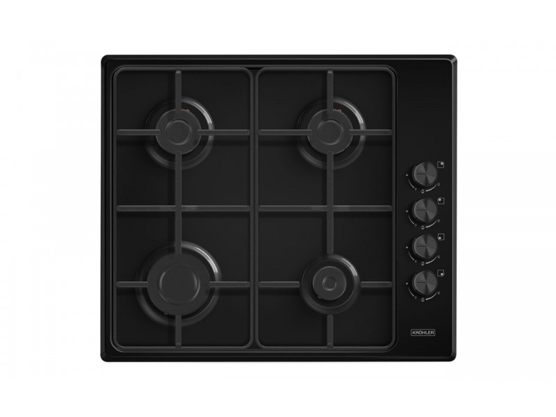 Plaque de Cuisson Gaz 60 cm 4 Feux Noir Émaillé avec Allumage Électrique – PG-700