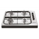 Plaque de Cuisson Gaz 60 cm 4 Feux Inox avec Support Noir et Allumage Électrique – PGP-800