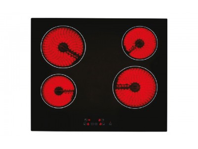 Plaque Vitrocéramique 60 cm 4 Foyers Électriques Tactile Verre Noir – PGE-60-VITRO