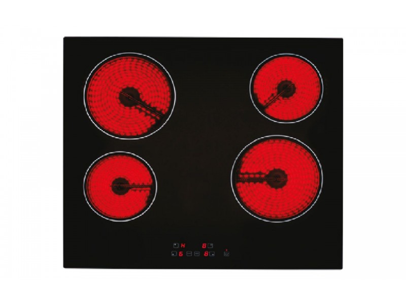Plaque Vitrocéramique 60 cm 4 Foyers Électriques Tactile Verre Noir – PGE-60-VITRO