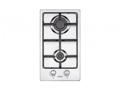 Plaque de Cuisson Gaz 30 cm 2 Feux Inox avec Commandes Frontales – PGE-30-2G-IN