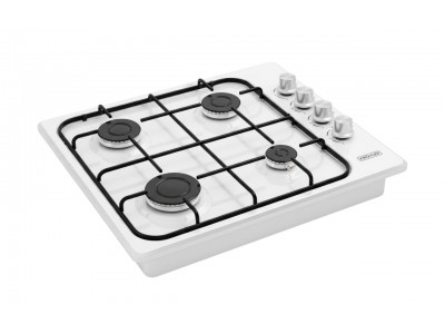 Plaque de Cuisson Gaz 60 cm 4 Feux Blanc Émaillé Grilles Type Fonte – PG-600