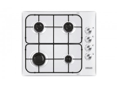 Plaque de Cuisson Gaz 60 cm 4 Feux Blanc Émaillé Grilles Type Fonte – PG-600