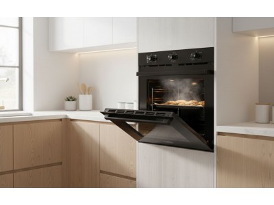 Four Encastrable Électrique 60 cm 65L 8 Programmes Verre Noir Classe A+ – FEE-8888-BL
