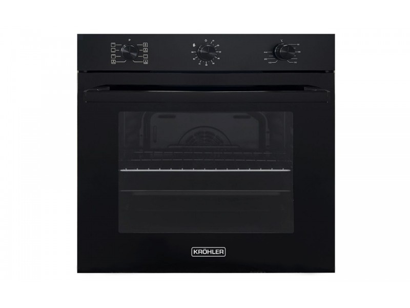 Four Encastrable Électrique 60 cm 65L 8 Programmes Verre Noir Classe A+ – FEE-8888-BL