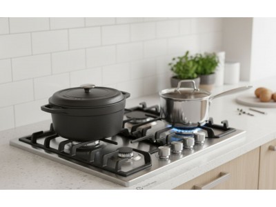 Plaque de Cuisson Gaz 60 cm 4 Feux Inox avec Grilles en Fonte – PGE-60-FNT-IN