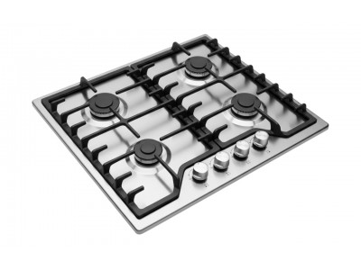 Plaque de Cuisson Gaz 60 cm 4 Feux Inox avec Grilles en Fonte – PGE-60-FNT-IN