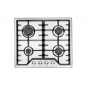 Plaque de Cuisson Gaz 60 cm 4 Feux Inox avec Grilles en Fonte – PGE-60-FNT-IN