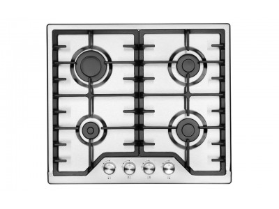 Plaque de Cuisson Gaz 60 cm 4 Feux Inox avec Grilles en Fonte – PGE-60-FNT-IN