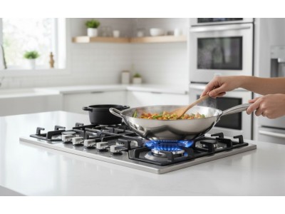 Plaque de Cuisson Gaz 70 cm 5 Feux Inox avec Grilles en Fonte – PGE-70-FNT-IN