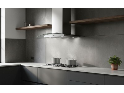 Hotte Îlot 90 cm Verre & Inox 650 m³/h avec Écran Digital – EKH-SWA90-IN