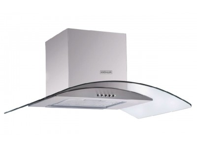 Hotte Cheminée 90 cm Verre & Inox 650 m³/h Commandes Mécaniques – EKH-IBE90-INVE