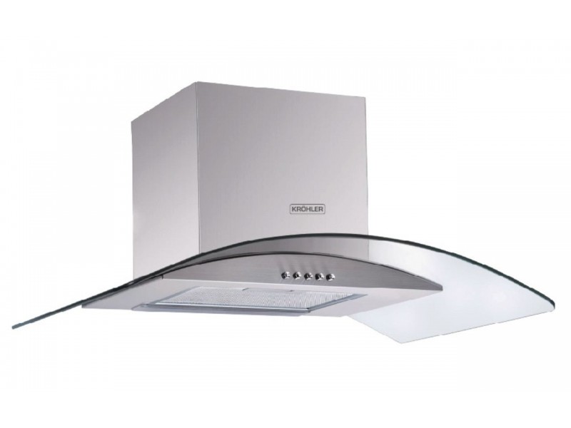 Hotte Cheminée 90 cm Verre & Inox 650 m³/h Commandes Mécaniques – EKH-IBE90-INVE