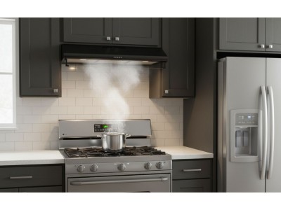 Hotte Sous Meuble 90 cm Inox 460 m³/h Double Moteur avec Visière Verre – EKH-CLA90-BL