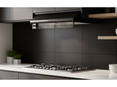 Hotte Sous Meuble 60 cm Noir 280 m³/h avec Visière Verre – EKH-CLA60-BL