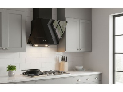 Hotte Cheminée 60 cm 650 m³/h avec Écran Digital et Commandes Électriques – EKH-MOD60-BL