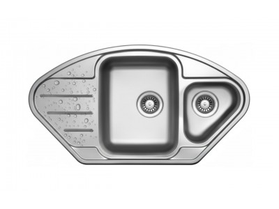 Évier de Coin 1 Bac et Demi Inox 304 Satiné avec Égouttoir 945 mm – EKE-945-LT