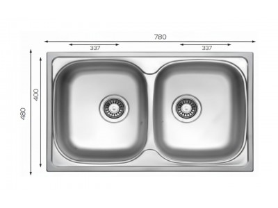 Évier Carré 1 Bac Inox 304 Satiné 503 mm – EKE-780-CL