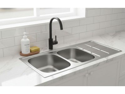 Évier Cuisine 2 Bacs Inox 304 avec Égouttoir 1160 mm – EKE-1160-LTP