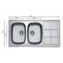 Évier Cuisine 2 Bacs Inox 304 avec Égouttoir 1160 mm – EKE-1160-LTP