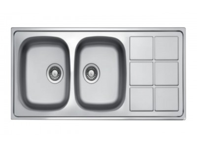 Évier Cuisine 2 Bacs Inox 304 avec Égouttoir 1160 mm – EKE-1160-LTP