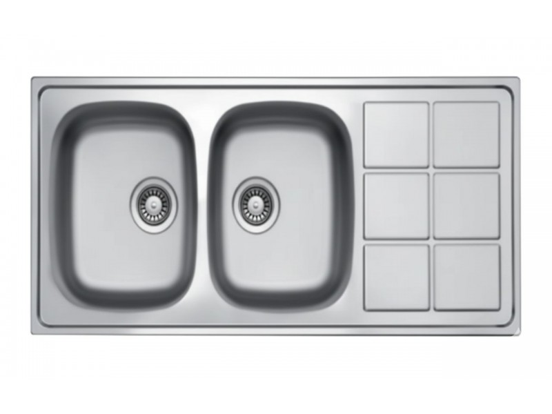 Évier Cuisine 2 Bacs Inox 304 avec Égouttoir 1160 mm – EKE-1160-LTP