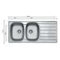 Évier Cuisine 2 Bacs Inox 304 avec Égouttoir 1160 mm – EKE-1160-HYM