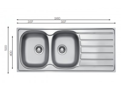 Évier Cuisine 2 Bacs Inox 304 avec Égouttoir 1160 mm – EKE-1160-HYM
