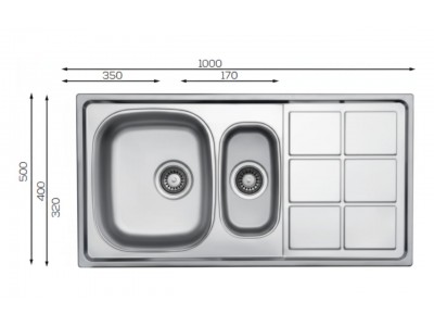 Évier Cuisine 1 Bac et Demi Inox 304 avec Égouttoir 1000 mm – EKE-1000-LTP