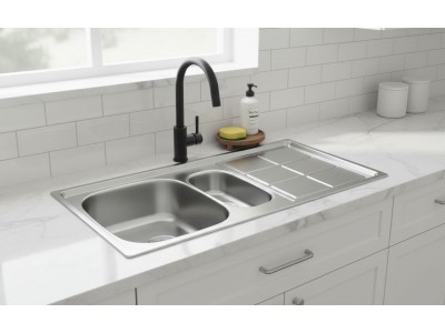 Évier Cuisine 1 Bac et Demi Inox 304 avec Égouttoir 1000 mm – EKE-1000-LTP