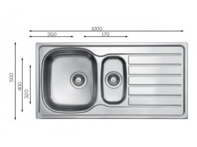 Évier Cuisine 1 Bac et Demi Inox 304 avec Égouttoir 1000 mm – EKE-1000-HYM