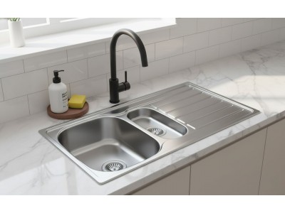Évier Cuisine 1 Bac et Demi Inox 304 avec Égouttoir 1000 mm – EKE-1000-HYM