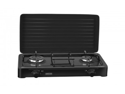 Plaque de Gaz 2 Feux Noir Laqué avec Couvercle Amovible 60 cm – KOC-200